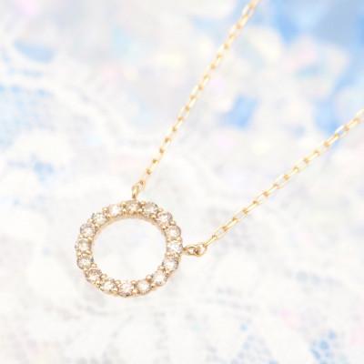 ふるさと納税 山梨県 K18 0.2ctダイヤモンド　サークルペンダントネックレス　HH019119 |  | 01