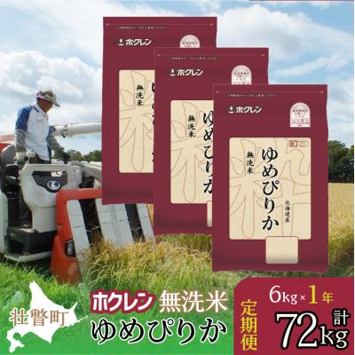 ふるさと納税 壮瞥町 【令和7年産】【1年定期配送】(無洗米6kg)ホクレンゆめぴりか(2kg×3袋) SBTD172
