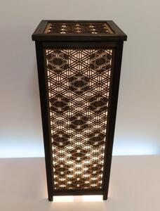 レーザー行灯「趣」Lサイズ 八重麻の葉 胡麻幹 組子デザイン 和紙貼り 高さ65cm LED電球付