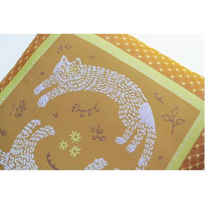 ふるさと納税 富士吉田市 小さな座布団 ひるねのねこシリーズ お庭のねこ ベージュ 茶席判 43x47cm 日本製 |  | 01