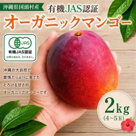 【2027年7月上旬から順次発送・有機JAS認証】オーガニックマンゴー2kg(4～5玉)【配送不可地域：離島】【1589198】