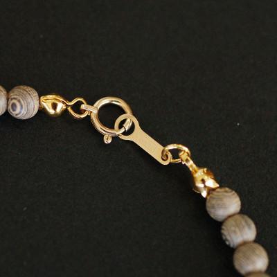 ふるさと納税 近江八幡市 [木珠×真珠]希少天然木と西の湖「琵琶パール」コバン型のネックレス(灰) |  | 02