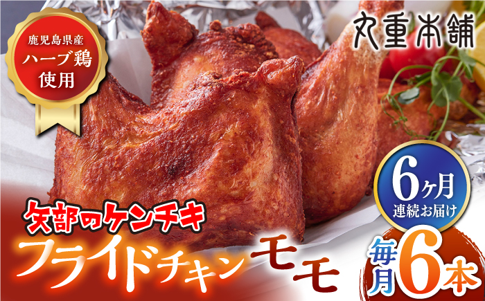 【全6回定期便】矢部のケンチキ フライドチキン モモ 6本 ( 1本あたり約160g〜約190g )熊本 山都町 鶏肉 チキン クリスマス パーティ【有限会社 丸重ミート】[YAK034] 