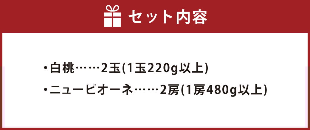 岡山県産 詰合せ/白桃2玉とニューピオーネ2房 化粧箱入り