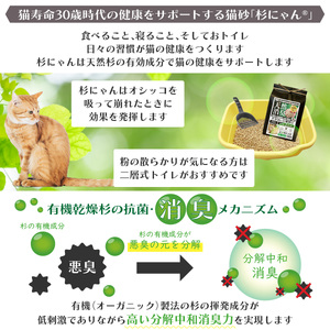 オーガニック猫砂 杉にゃん 小粒タイプ 5L×1 | 安心 食べて 臭い 匂い 木製ペレット ひのき スギ 消臭 品質 尿 おしっこ トイレ 自然 多頭 子猫 シニア 誤飲 高齢 木 香り アレルギー