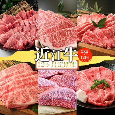 【ふるさと納税】【定期便】近江牛2kgを12回お届け！【牛肉商 徳志満】 お肉 焼肉用 ステーキ しゃぶしゃぶ サイコロステーキ すき焼き