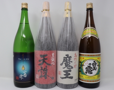 No.4069-3　魔王・天誅・一番雫・白玉の露 一升瓶4本セット