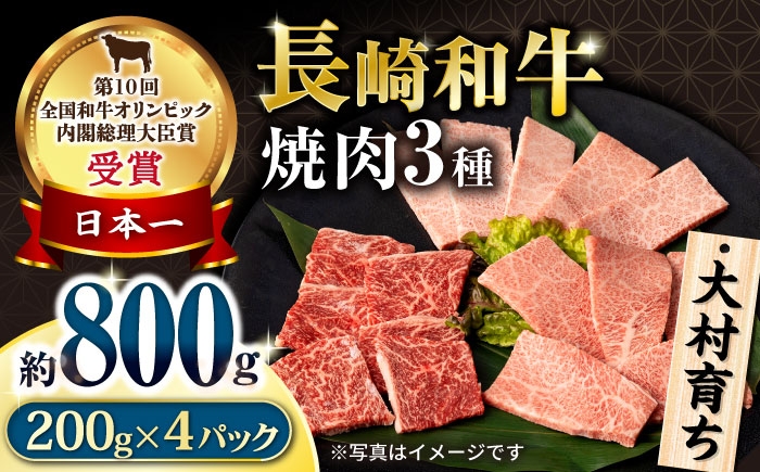
            大村育ち 長崎和牛 焼肉セット(モモ400g・肩ロース200g・カルビ200g) 計800g  / 牛肉 モモ ロース 焼肉 BBQ / 大村市 / おおむら夢ファームシュシュ [ACAA456]
          