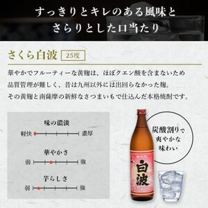 【本格焼酎】彩響・さくら白波【ソーダ割りが美味しい焼酎 900ml×2本】A3-349【1551241】