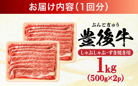 【全12回定期便】おおいた豊後牛 しゃぶしゃぶすき焼き用 (肩ロース・肩バラ・モモ)1kg(500g×2) 日田市 黒毛和牛 牛肉 豊後牛 しゃぶしゃぶ すき焼き[AREI076]