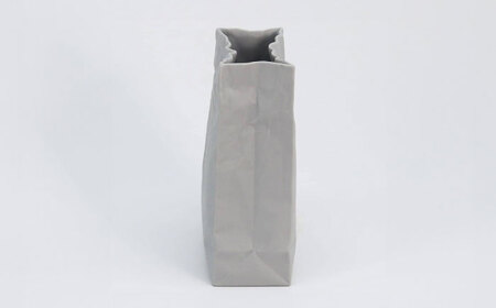 【瀬戸焼】ニュークリンクルスーパーバッグ#2 花器 グレー 【セラミック・ジャパン】 / 花瓶 インテリア ギフト プレゼント / 瀬戸市[BBBC016]