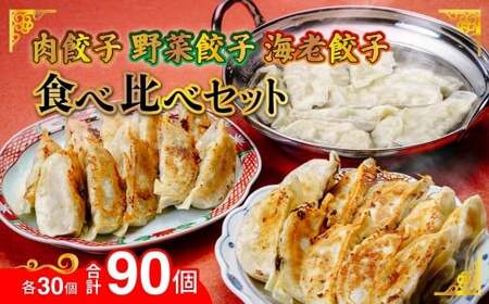 肉餃子 野菜餃子 海老餃子 人気3種 食べ比べセット 90個(各30個) 冷凍  餃子