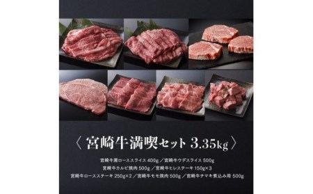 豪華！宮崎牛 満喫セット 3.3kg以上【肉 牛肉 国産 黒毛和牛 牛 宮崎牛 牛 肉質等級4等級以上の牛肉 牛 ステーキ スライス 焼肉 牛 すき焼き 煮込み】