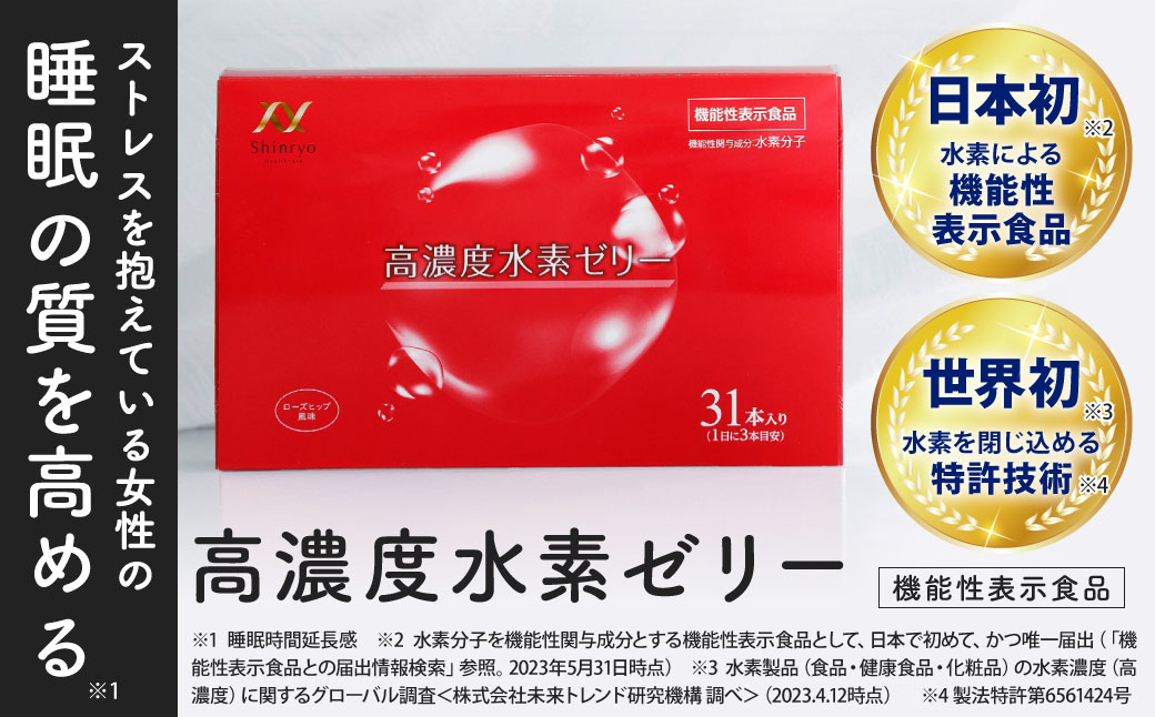 高濃度 水素ゼリー 31本入り 1本10g コラーゲン エラスチン アスタキサンチン ローズヒップ 水素 美容 美肌 ダイエット