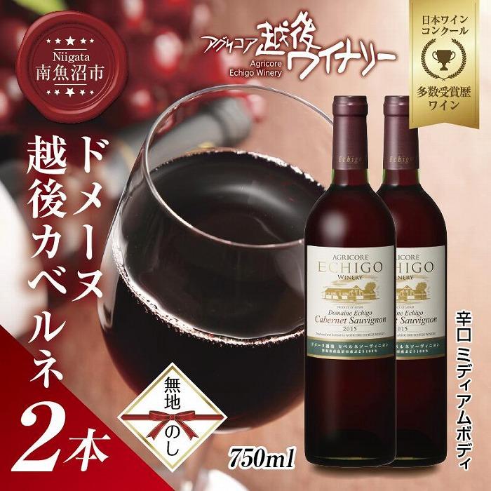 【ふるさと納税】無地熨斗 ドメーヌ・越後カベルネ 赤 750ml 2本セット アグリコア 越後ワイナリー 南魚沼市産カベルネソーヴィニヨン 辛口 ミディアムボディ 度数12% 国産 魚沼ワイン 送料無料 新潟県 南魚沼市 | お酒 さけ 人気 おすすめ 送料無料 ギフト