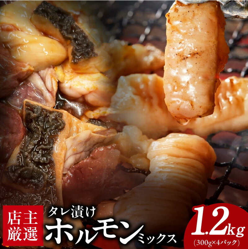 【ふるさと納税】ホルモンミックス シマチョウ ハチノス ココロ フクゼ タレ漬 300g × 4パック 合計 1.2kg 小分け 時短 焼くだけ 簡単 自家製ダレ 味付け 牛肉 牛 ホルモン ミックス 大腸 第二胃袋 心臓 肺 ハツ フクゼン フワ 冷凍 泉佐野市 送料無料 肉の泉佐野