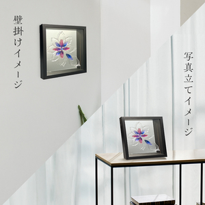 【壁飾り】インテリア　ガラスアート　花ゆめ風D