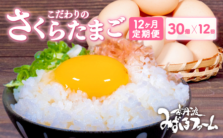 【 定期便 】 【京都 こだわり たまご】 さくらたまご 30個 12ヶ月 ( 卵 たまご 濃い 玉子 セット 玉子焼き 卵焼き 12か月 毎月 定期 12回 お届け 卵かけご飯 ゆで卵 鶏卵 卵黄 )