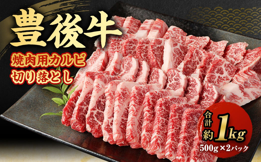 
【大分県産】 豊後牛 焼肉用 カルビ 切り落とし 約1kg (約500g×2パック) 牛肉 中落ち
