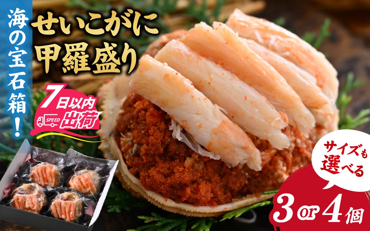
                  せいこがに甲羅盛り【選べる容量】 / かに カニ 蟹 甲羅盛り 姿 福井県 福井市 茹で ゆで ボイル かにみそ 甲羅盛 ズワイガニ セイコガニ せいこ蟹 せこがに 香箱がに 香箱 香箱かに メス 雌 冷凍 [A-065047-oya]
                