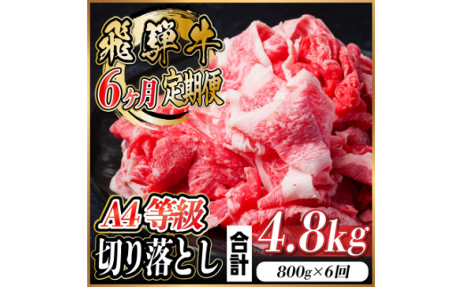 ＜毎月定期便＞飛騨牛 A4等級切り落とし 計4.8kg全6回【4055981】