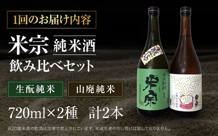 【6回定期便】 米宗 生もと・山廃 純米酒セット  お酒 日本酒 地酒 愛西市 / 青木酒造株式会社[AEAC007]