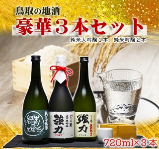 【1721】鳥取 日本酒 純米吟醸・純米大吟醸セット (720ml×3本) 青水緑山、いなば鶴