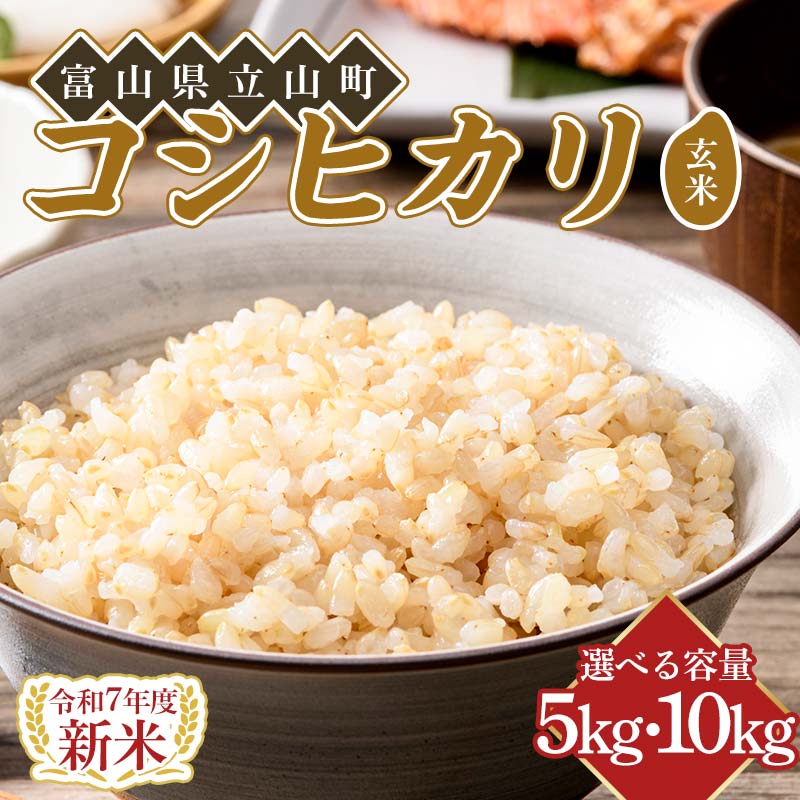 【ふるさと納税】 ＼選べる容量／ 【新米】 令和7年度米 【コシヒカリ 玄米 5kg 10kg】 横山ファーム 米 こしひかり 富山県 立山町 F6T-615var