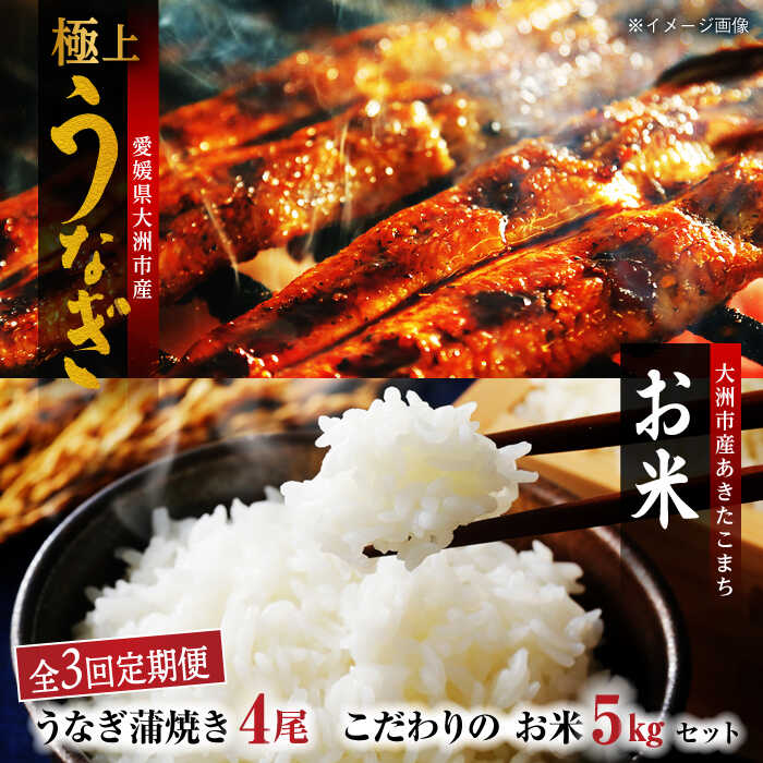 【ふるさと納税】【全3回定期便】うなぎ 蒲焼き 4尾 と 地元生産者 こだわり の お米 5kg セット | 人気 おすすめ ランキング おいしい 国産 蒲焼 鰻重 大洲市/有限会社 樽井旅館[AGAH009] 200000 20万円 以上