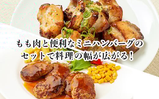 もも肉とミニハンバーグがあれば様々な料理に活用できます。