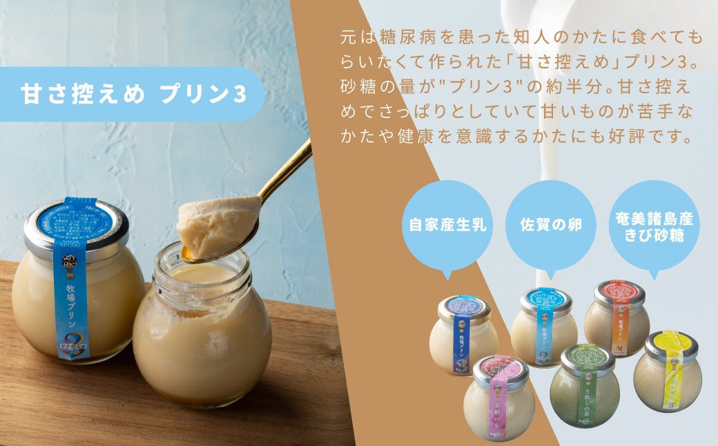 こちらのページからは「牧場プリン3（プレーン）、牧場プリン甘さ控えめ」の6個セットのみご希望いただけます