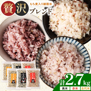 もち麦入り雑穀米 贅沢ブレンド 450g×3種類 各2袋 合同会社くまもとごはん《30日以内に出荷予定(土日祝除く)》熊本県菊池産 残留農薬不検出 真空パック 便利なチャック付 お米 もち麦 雑穀米 セット 九州産 熊本県産 菊池市産 送料無料
