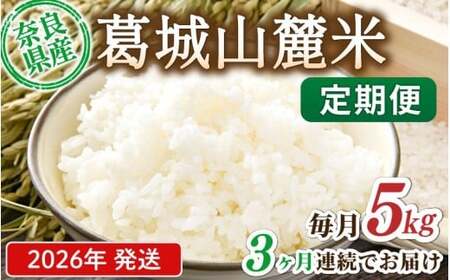 米 先行予約 ※3ヶ月定期便※ 葛城山麓米 ヒノヒカリ（白米）5kg ×3ヶ月 令和8年産 【2026年11月・12月・1月発送】葛城市【smlk-tkb002】