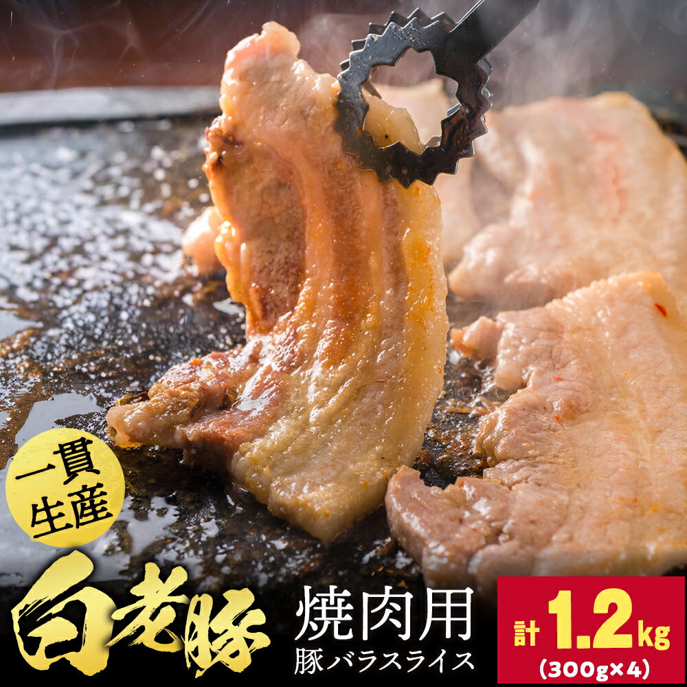 【ふるさと納税】北海道産 白老豚 豚バラ焼き肉用スライス 合計1.2kg（300g×4） BV097ブランド豚 豚肉 白老豚 豚バラ バラ肉 白老 北海道 北海道ふるさと納税 白老 ふるさと納税 北海道