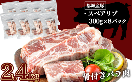 都城産スペアリブ2.4kg_AA-1539_(都城市) スペアリブ (300g×8パック) 合計2.4キロ 豚肉 希少部位 冷凍 おかず グリル 煮込み バーベキュー 骨付きバラ肉 肋肉 ソーキ