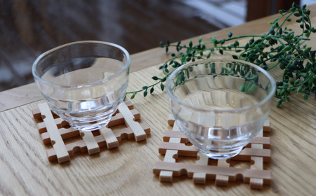 木製　ヒノキ　組み立て　コースター3個＆鍋敷きセット