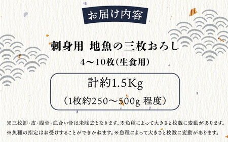 お刺身用 三浦半島の天然地魚 三枚おろし 約1.5kg 刺身 魚 処理済み 下処理済み 三枚おろし　【長井水産株式会社】[AKAJ028]