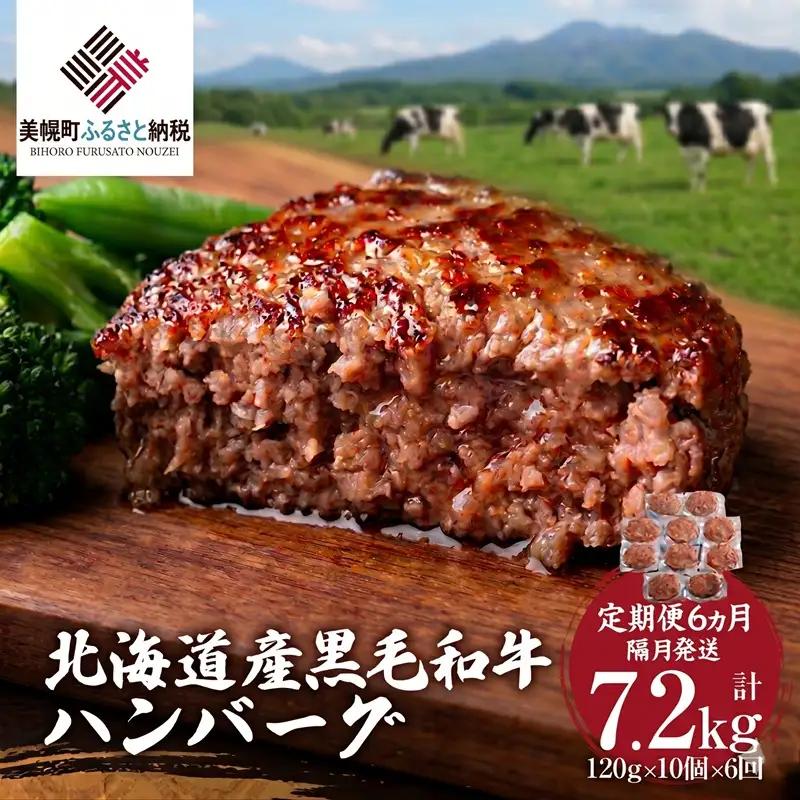 【定期便6ヵ月・隔月発送】北海道産黒毛和牛ハンバーグ120g×10個 AI030 | ハンバーグ 牛肉