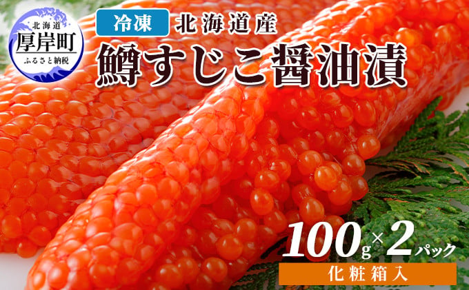 
冷凍 北海道産 鱒 すじこ 醤油漬け 100g×2パック 化粧箱入 (合計200g)[№5863-0792]
