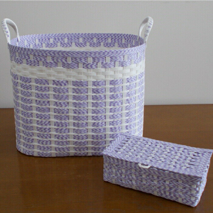 【ふるさと納税】【新春感謝祭】15-183 ランドリーボックス・マスクケース付(むらさき＆白)