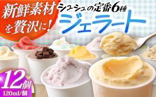 シュシュ 定番ジェラート12個セット / アイス アイスクリーム ジェラート スイーツ /  大村市 / おおむら夢ファームシュシュ [ACAA413]