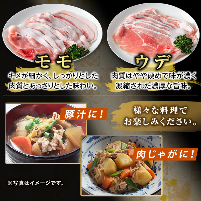 K-376-B 鹿児島県産霜降りトロ豚 赤身スライスセット(合計2.5kg)【KNOT】霧島市 モモ ウデ 豚肉 国産 鹿児島県産 肉 精肉 小分け セット 食べ比べ