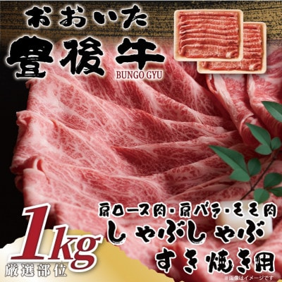 【毎月定期便】おおいた豊後牛しゃぶしゃぶすき焼き用1kg(500g×2P)(日出町)全3回【配送不可地域：離島】【4074133】