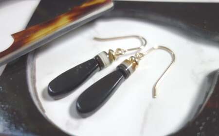 本べっ甲×水牛の角製　ピアス　天然素材エヌプロダクト　TH-G1_mk113-002