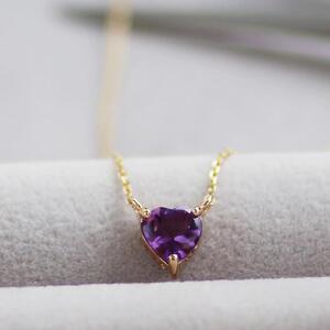 【K10イエローゴールドアメジストネックレス】ぷっくりハートデザイン可愛い！！ 紫水晶 長さ40cm KN01003A / 金 ゴールド ジュエリー アクセサリー ギフト プレゼント レディース シンプル 定番 ネックレス