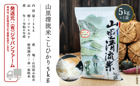 《令和6年産新米先行予約！》【最高の食味】山里清流米こしひかり 5kg  012056