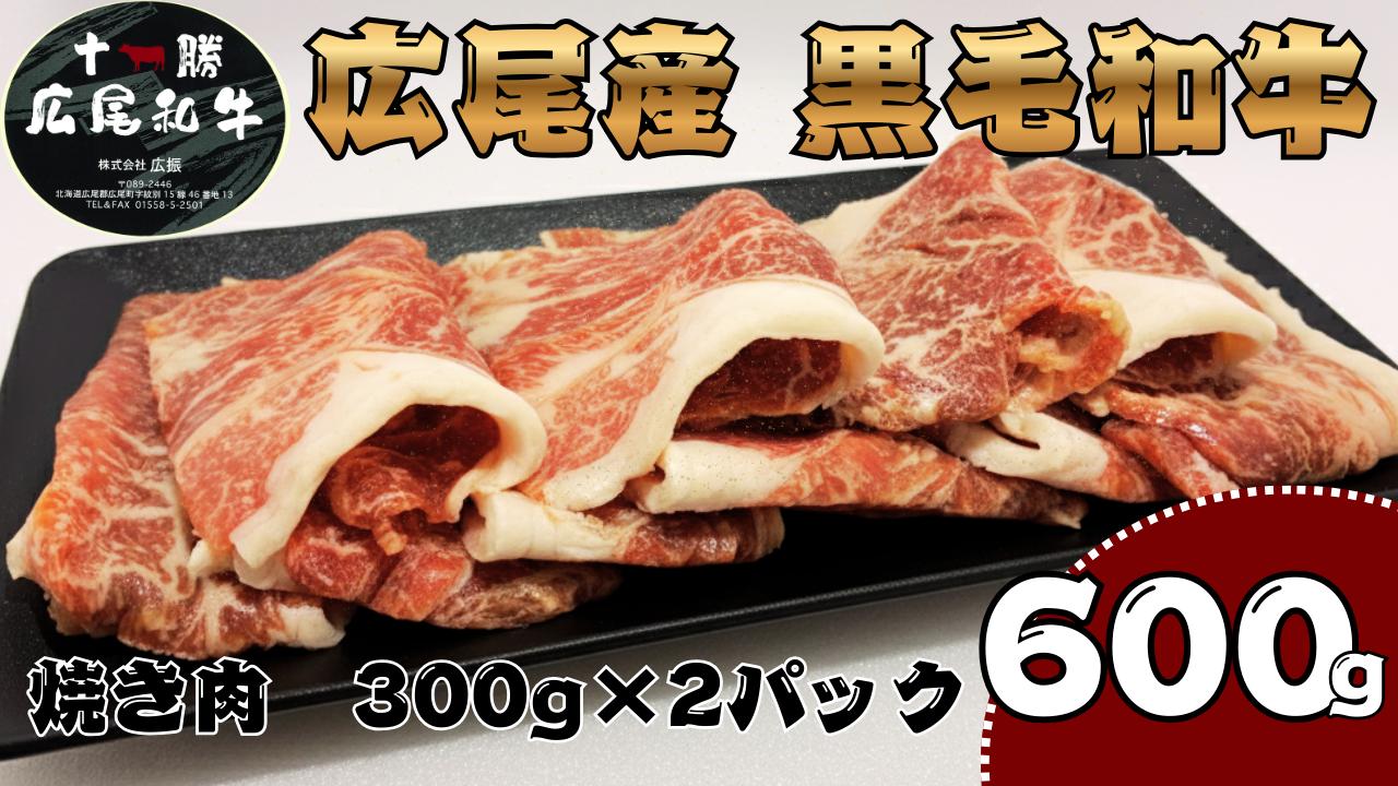 
                  焼き肉用　黒毛和牛 300g×2パック　計600g【冷凍　牛肉　焼肉　ビーフ　BBQ　バーベキュー　北海道　十勝】(AQ0003)
                