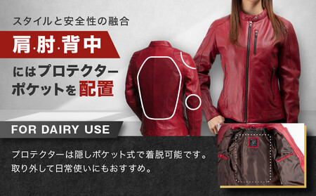【デグナー】レディースレザージャケット[FR20SJ-9] レッド Sサイズ｜京都 バイクギア 人気ブランド レザーアイテム ﾊﾞｲｸ ﾊﾞｲｸ ﾊﾞｲｸ ﾊﾞｲｸ ﾊﾞｲｸ