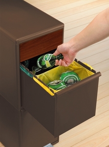 分別スイングステーションワイド木目調パネル３段 ＢＷＰ－１２ＢＳWS ダークブラウン ／ ライクイット ダストストッカー ゴミ箱 多分別 スイングパネル フットパネル 引っ越し祝い 奈良県 葛城市