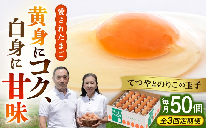 【全3回定期便】【50個×3ヶ月】黄身にコク！白身に甘み！てつやとのりこの玉子 板垣ファーム [AWD007]